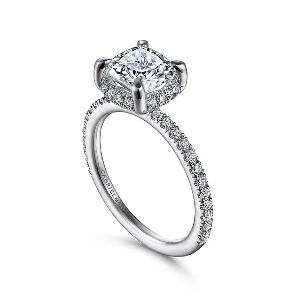 Hidden Halo Cushion Cut Diamond Engagement Ring Mounting