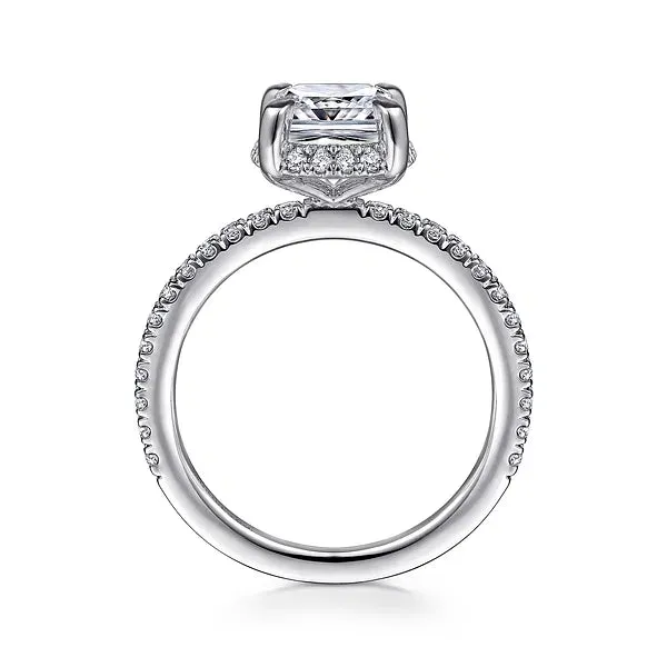 Hidden Halo Cushion Cut Diamond Engagement Ring Mounting