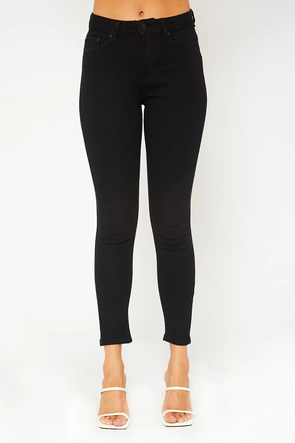 High-rise black skinny pants