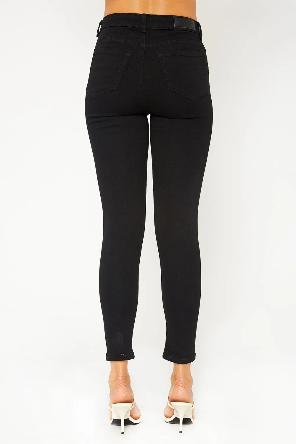 High-rise black skinny pants