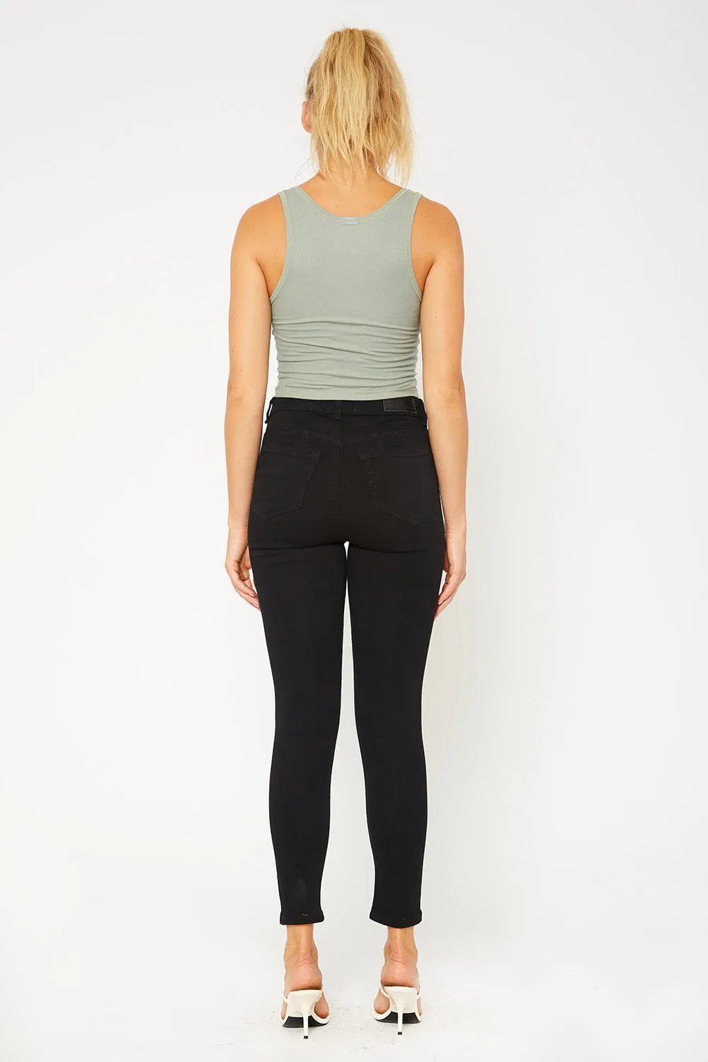 High-rise black skinny pants