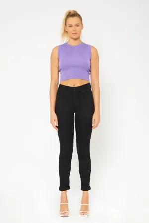 High-rise two button black skinny pants