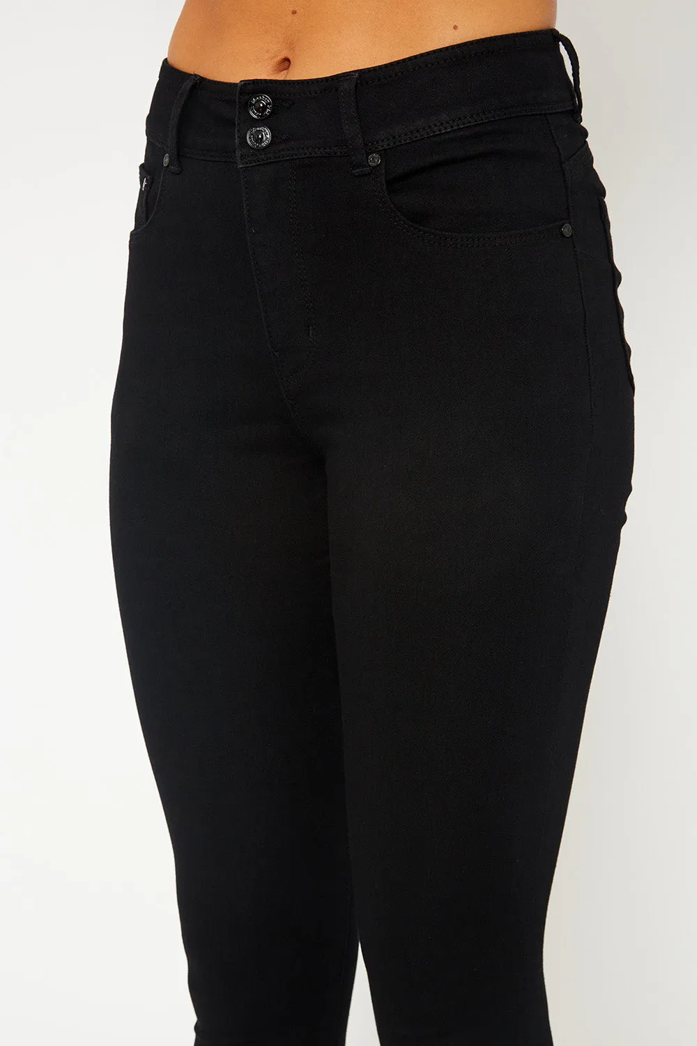 High-rise two button black skinny pants