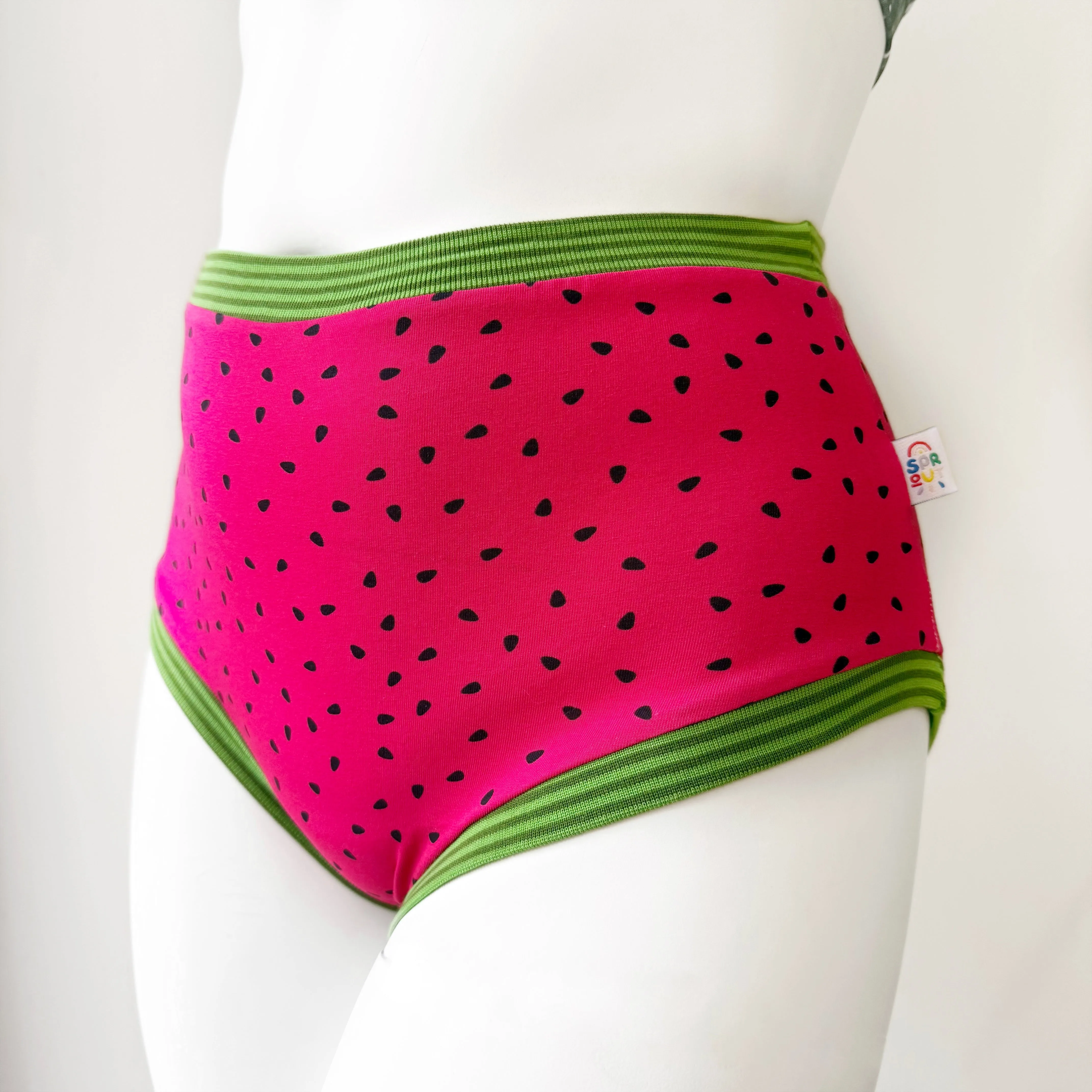 High Waisted Watermelon Adult Pants | Women's Knickers | Organic Cotton Underwear