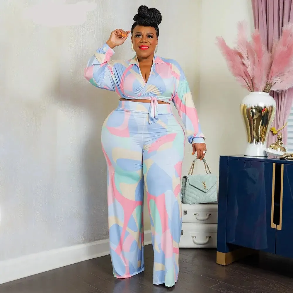 Houndstooth Crop Top and Pants Set