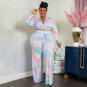 Houndstooth Crop Top and Pants Set
