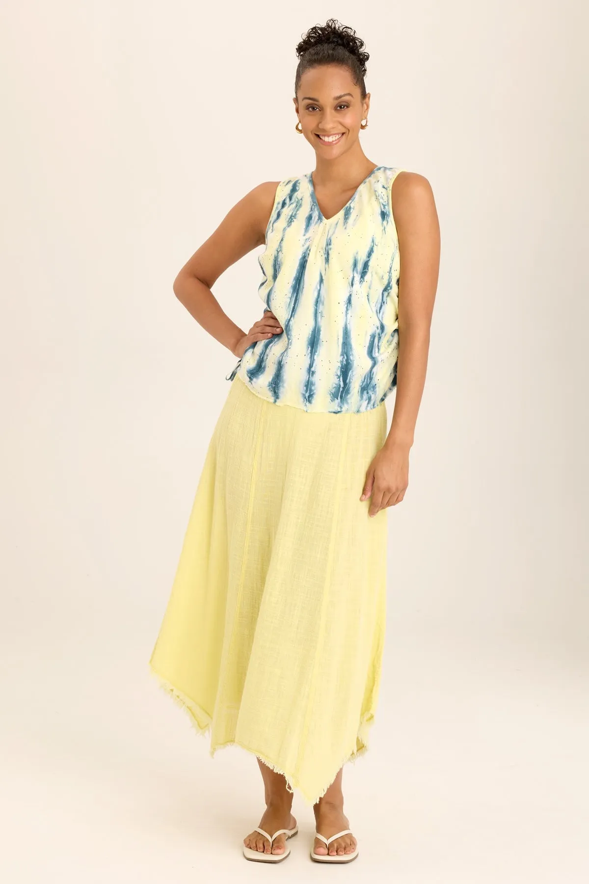 Ileana Cinched Soft Twill V-Neck Tank