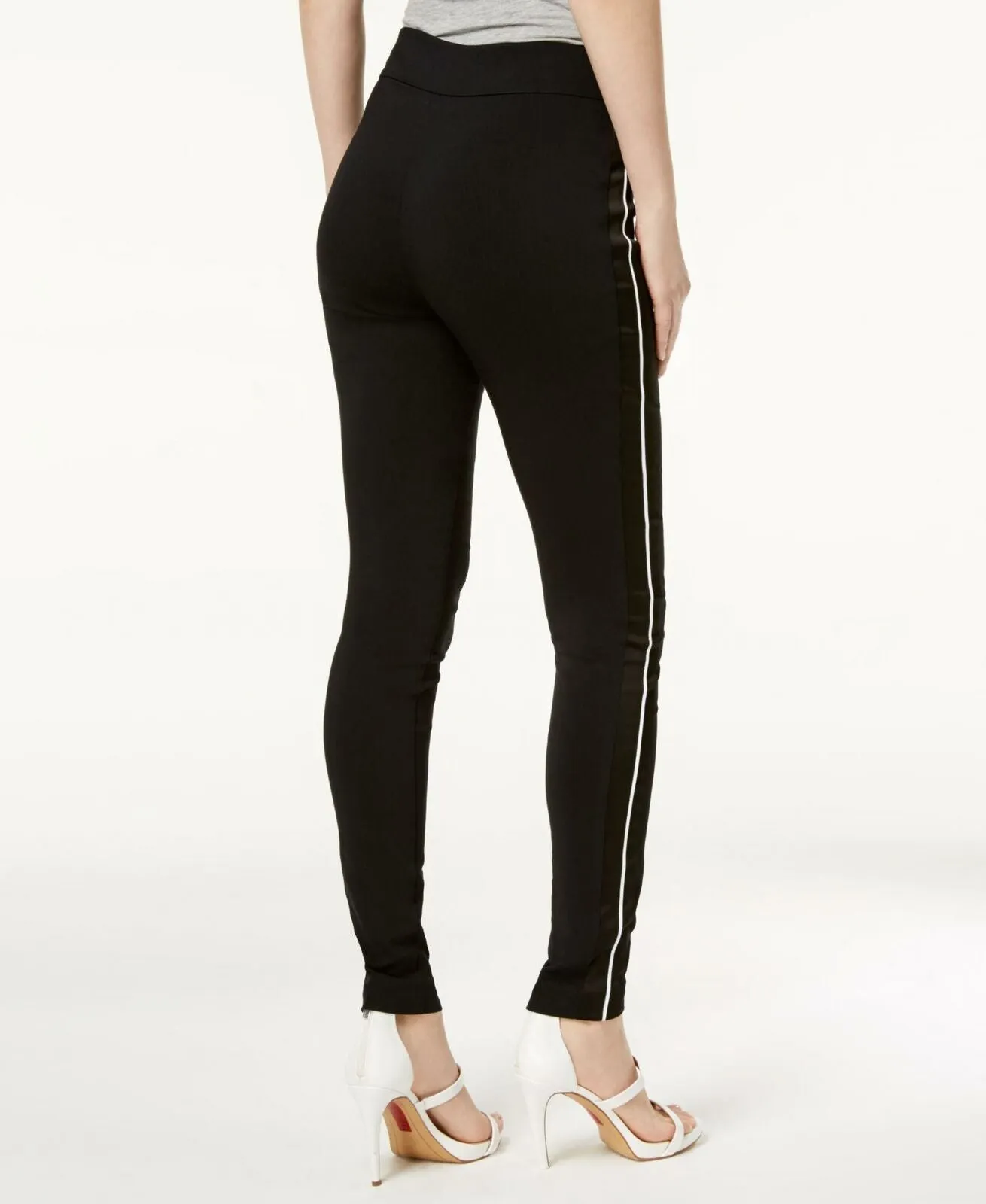 INC International Concepts Women's Curvy Satin Contrast Skinny Pants