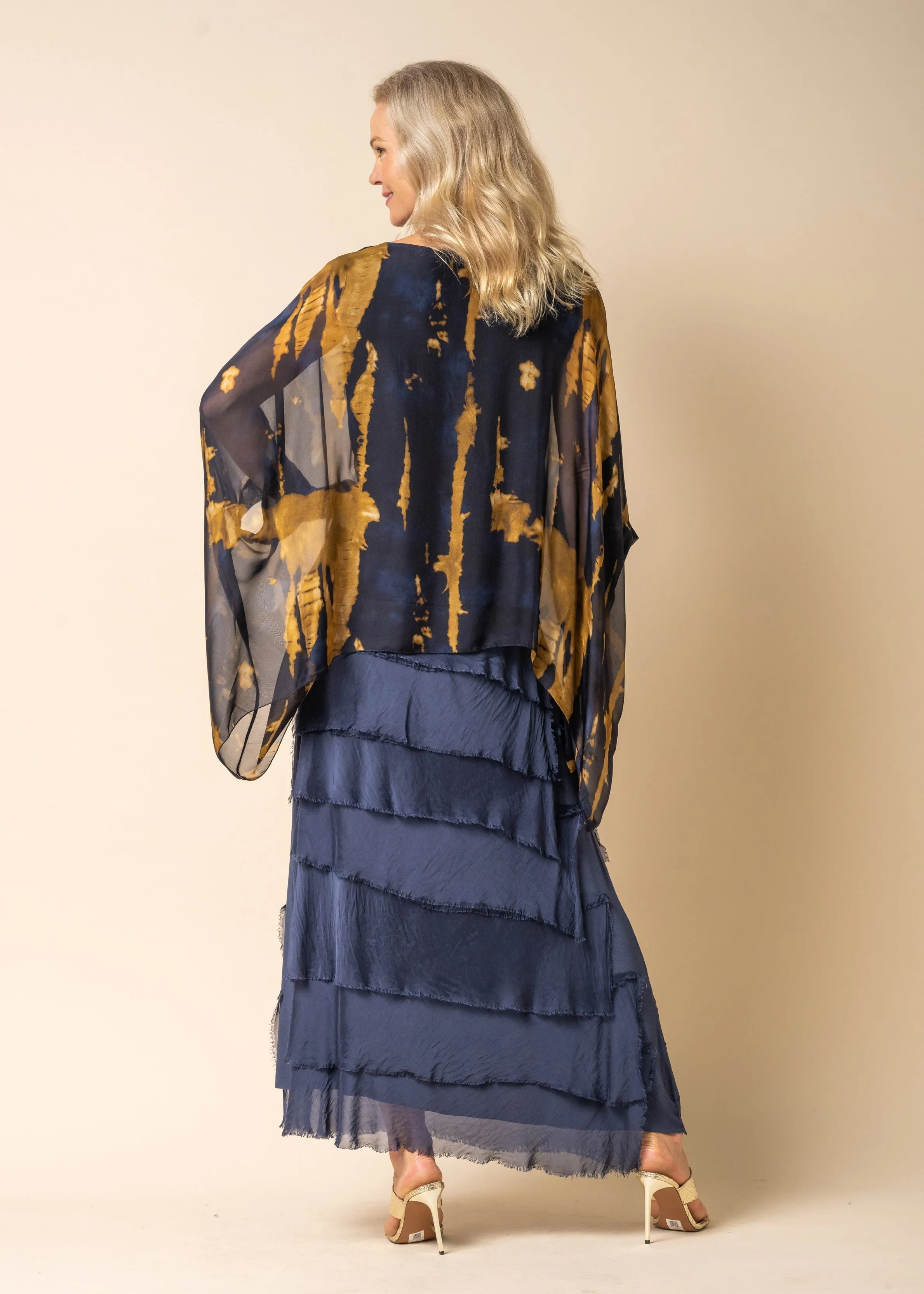 Ivonne Silk Top in Navy