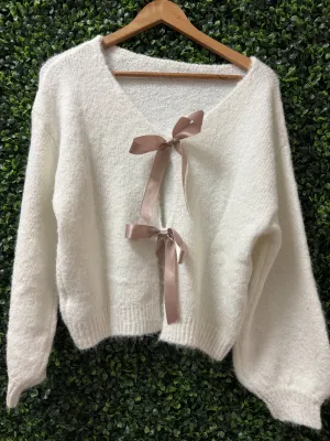Ivory   Blush Bow Sweater