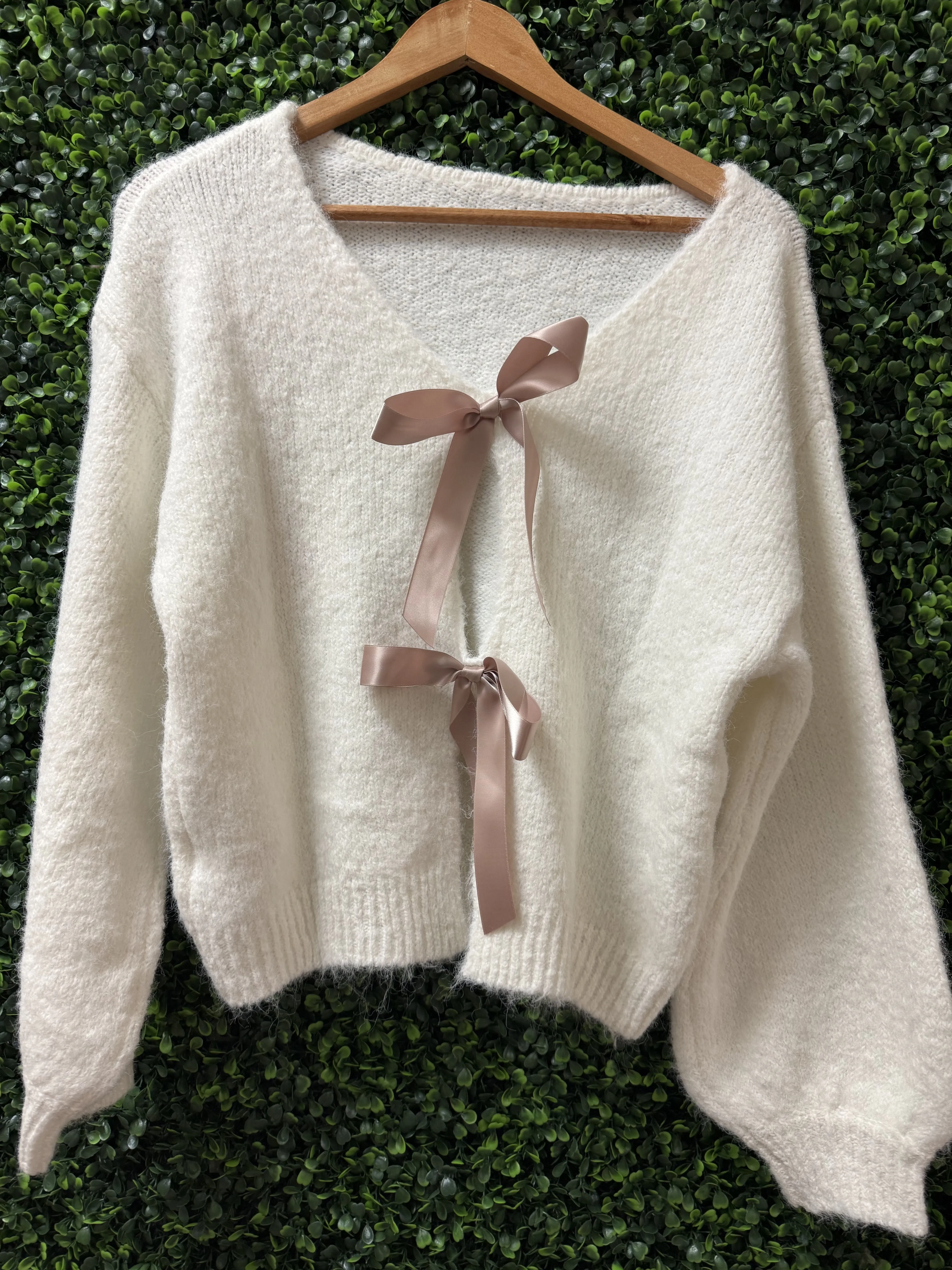 Ivory   Blush Bow Sweater