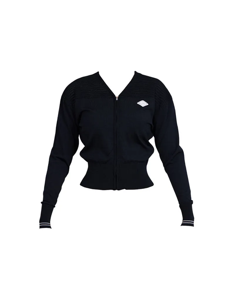 J.Jane Summer V- Neck Punching Cardigan - Black