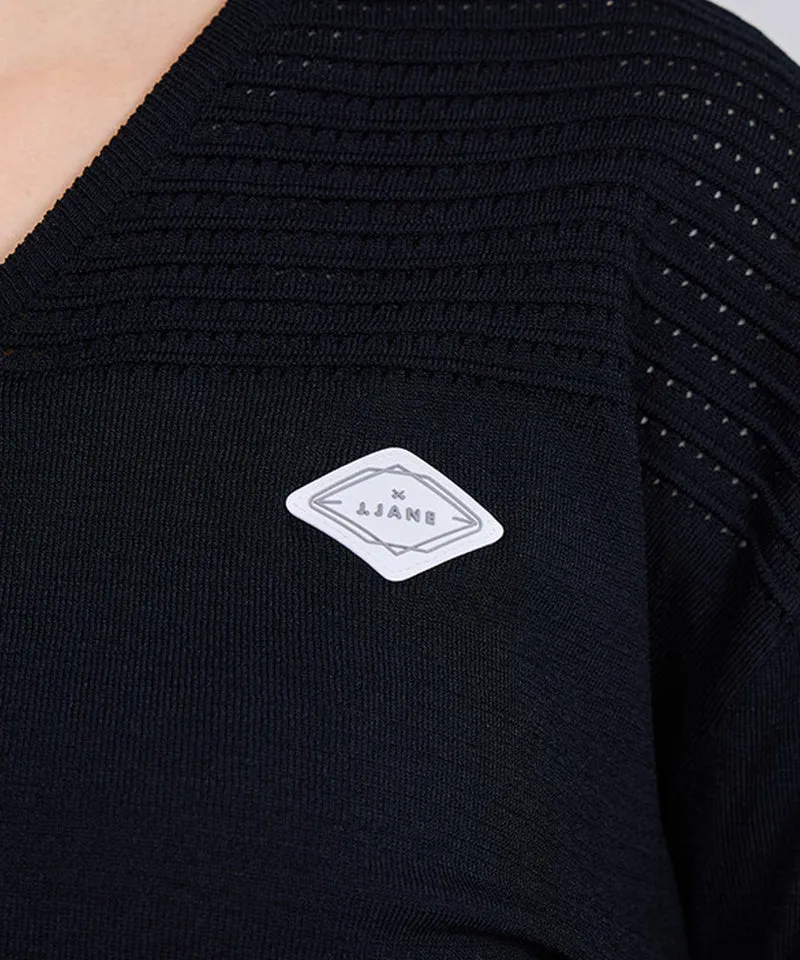 J.Jane Summer V- Neck Punching Cardigan - Black