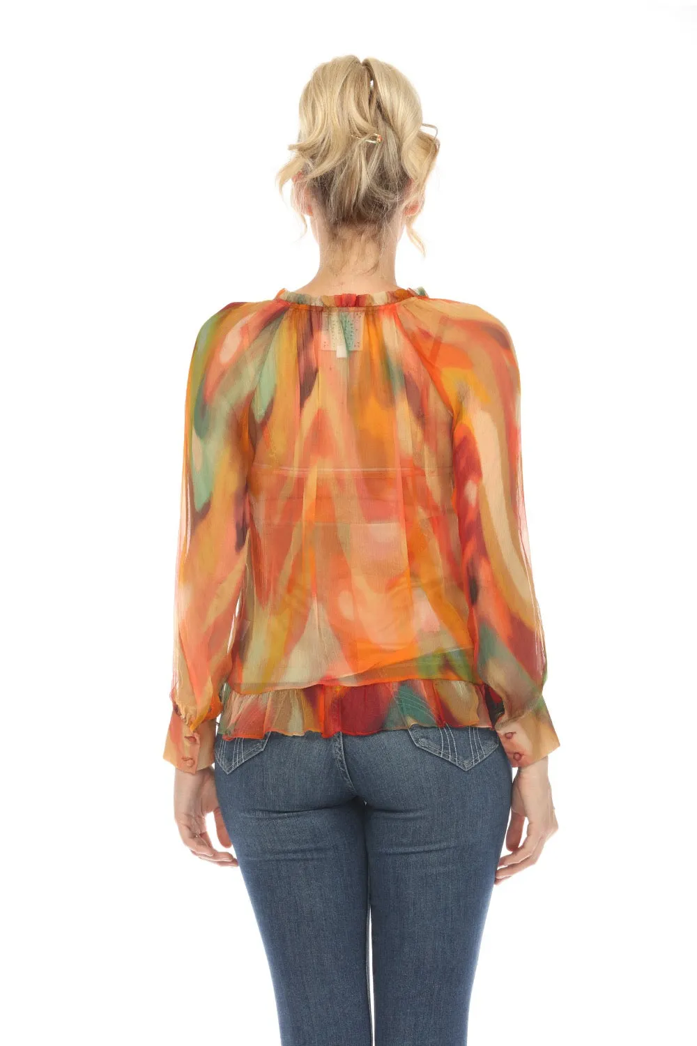 Johnny Was Love Radika Long Sleeve Silk Blouse Boho Chic L15223-9