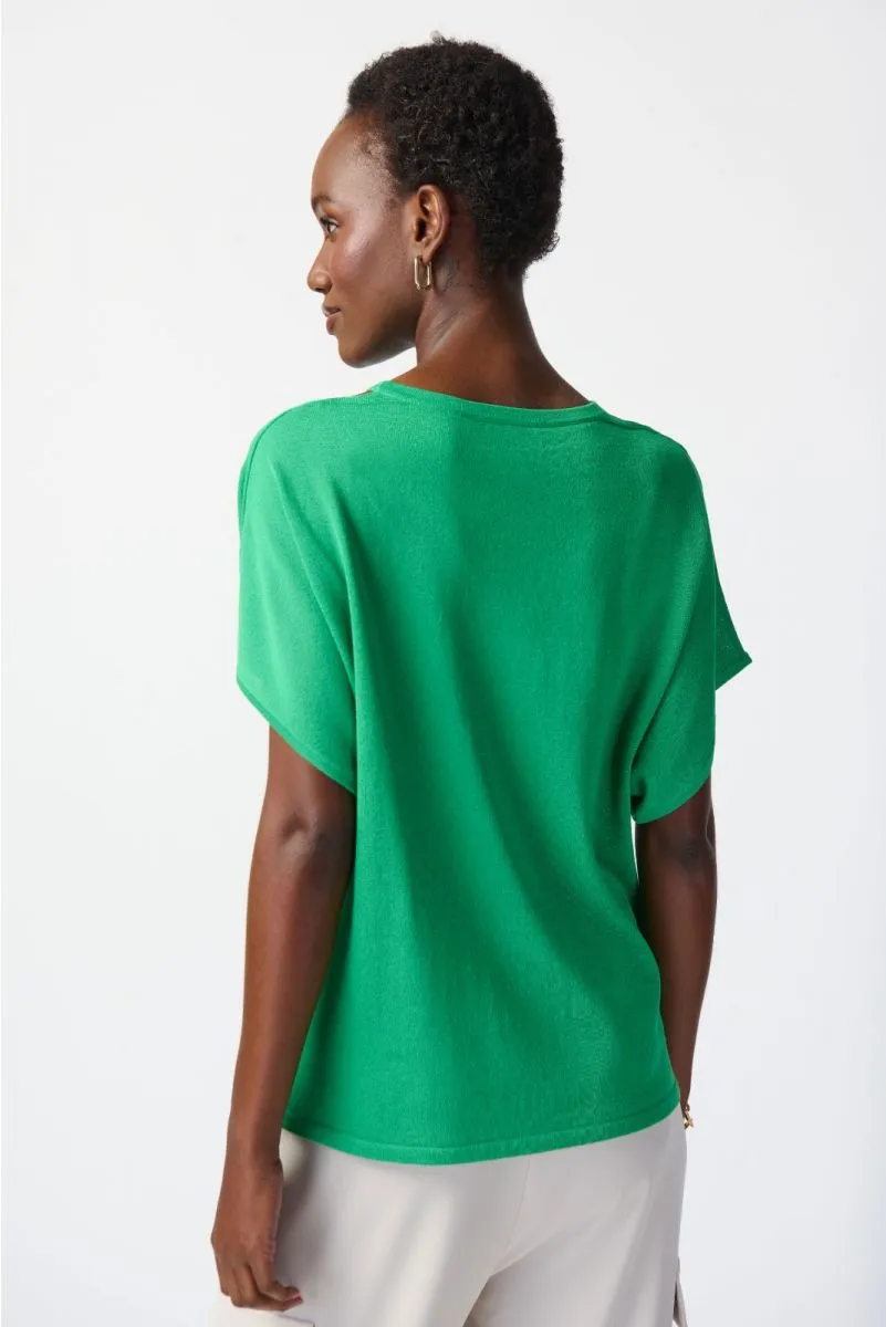 Joseph Ribkoff Cutout V-Neck Dolman Sleeve Knit Sweater Top 241915