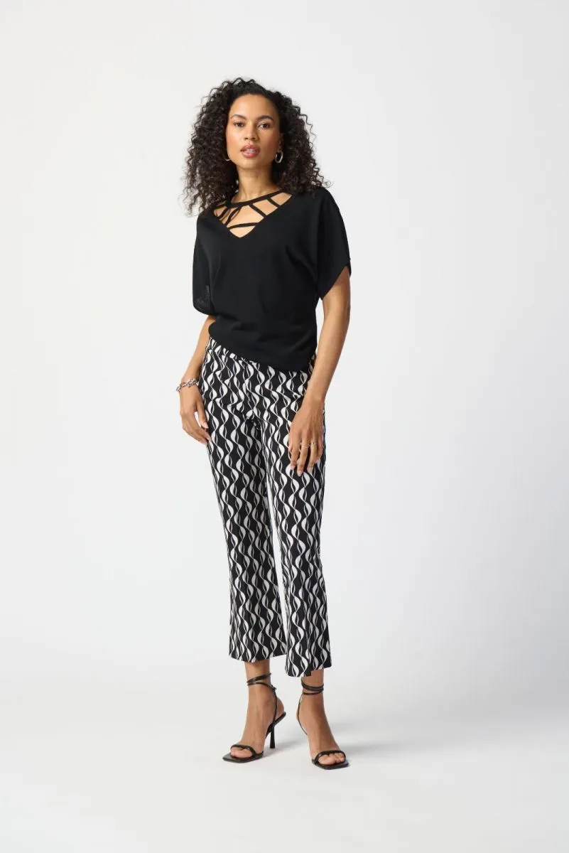 Joseph Ribkoff Cutout V-Neck Dolman Sleeve Knit Sweater Top 241915