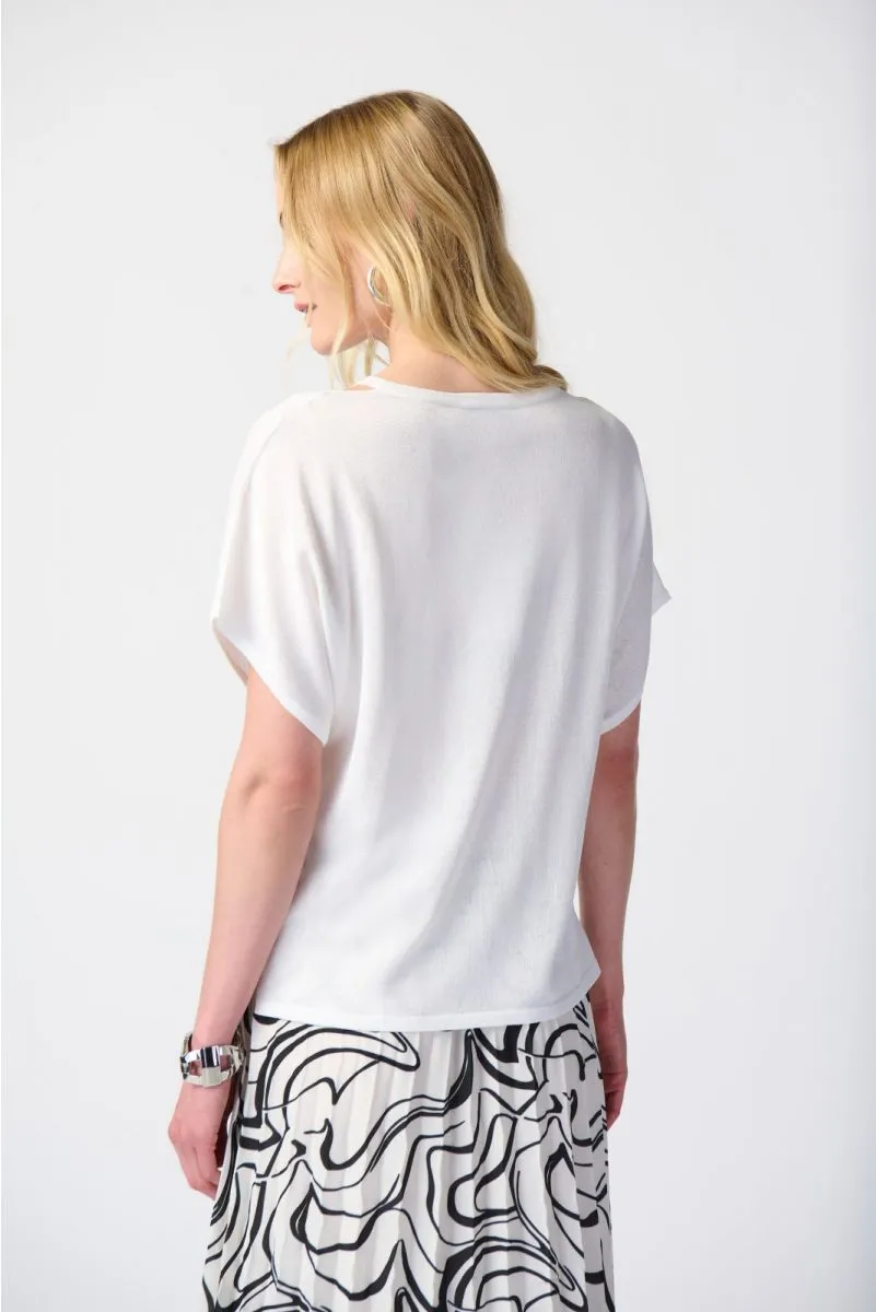 Joseph Ribkoff Cutout V-Neck Dolman Sleeve Knit Sweater Top 241915