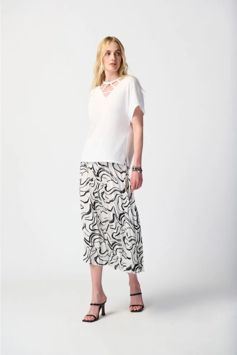 Joseph Ribkoff Cutout V-Neck Dolman Sleeve Knit Sweater Top 241915