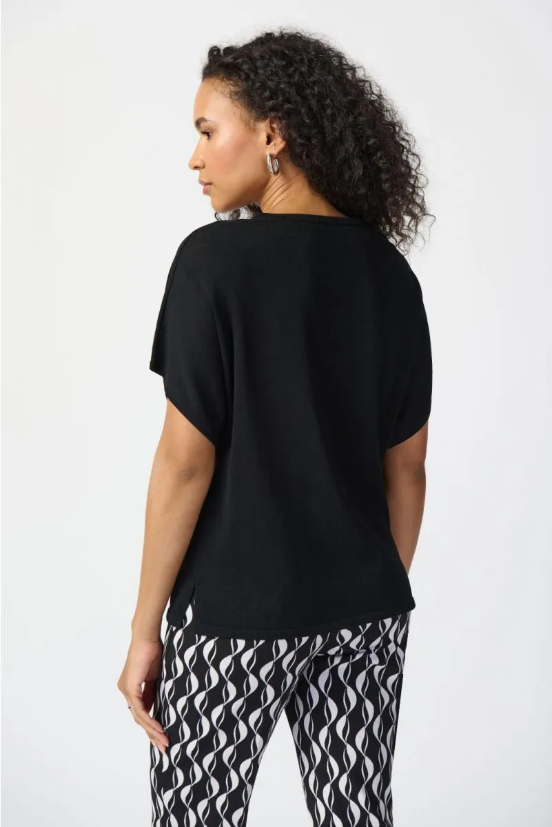 Joseph Ribkoff Cutout V-Neck Dolman Sleeve Knit Sweater Top 241915