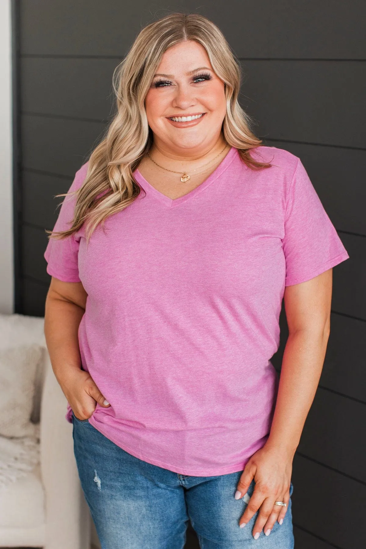 Just Be You V-Neck Top- Orchid