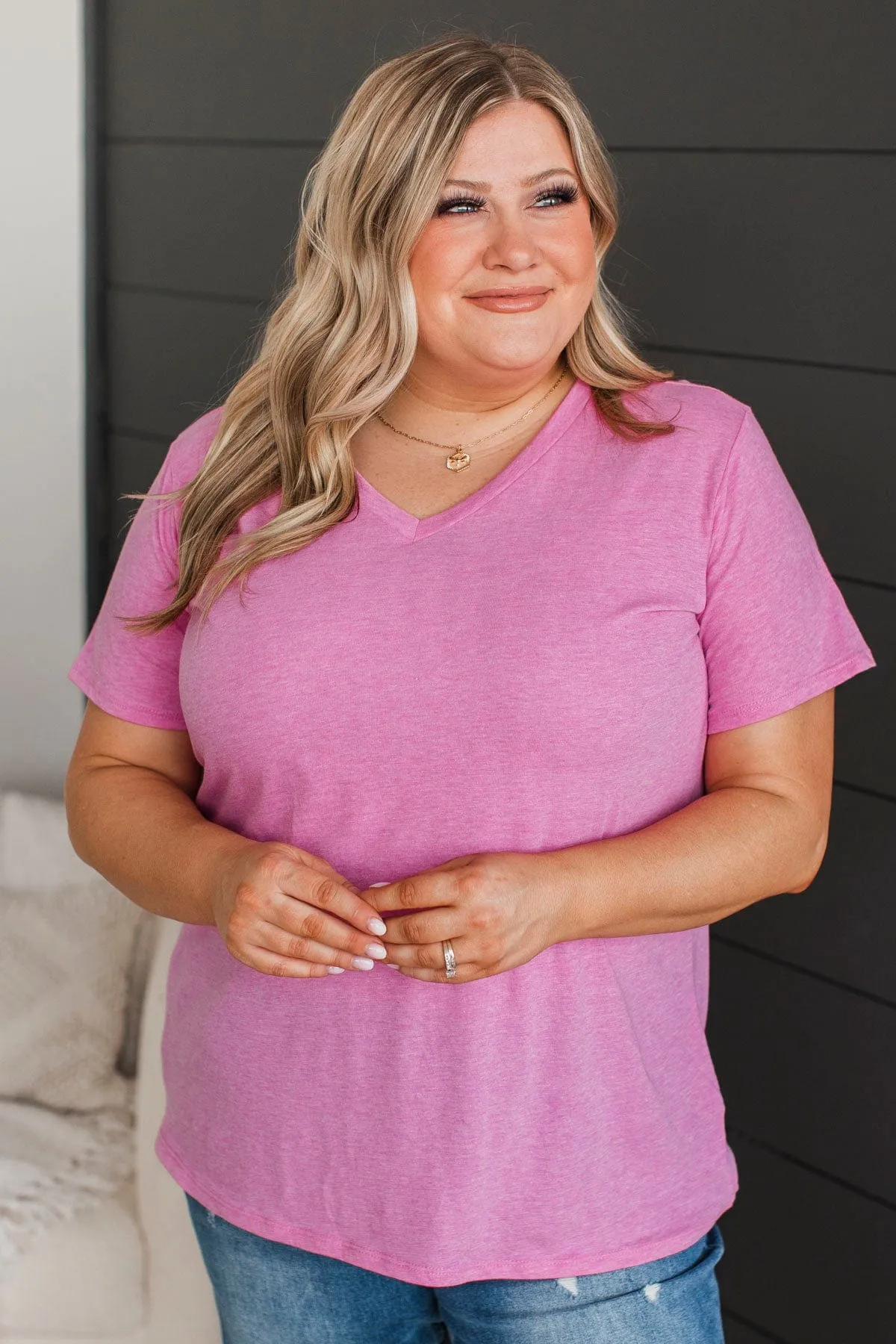 Just Be You V-Neck Top- Orchid