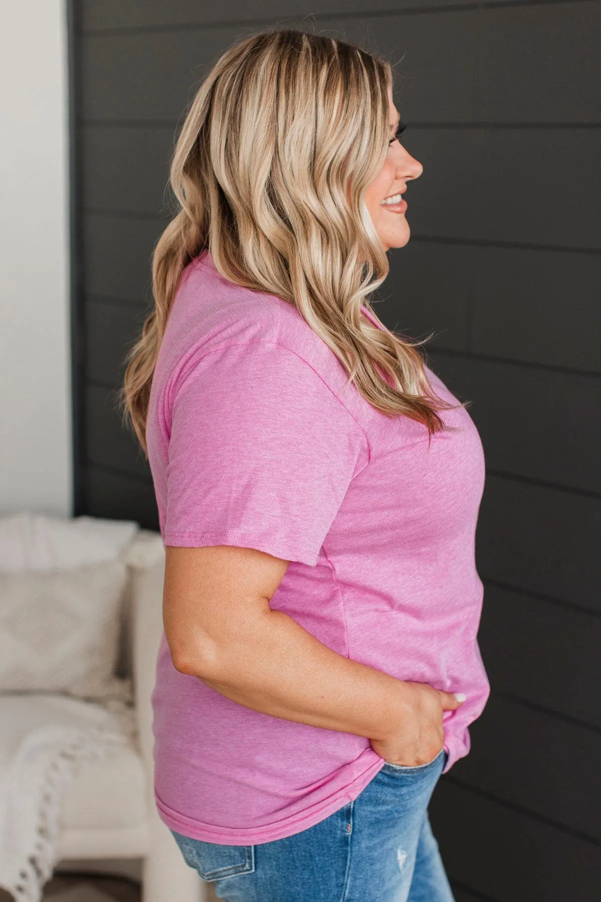 Just Be You V-Neck Top- Orchid