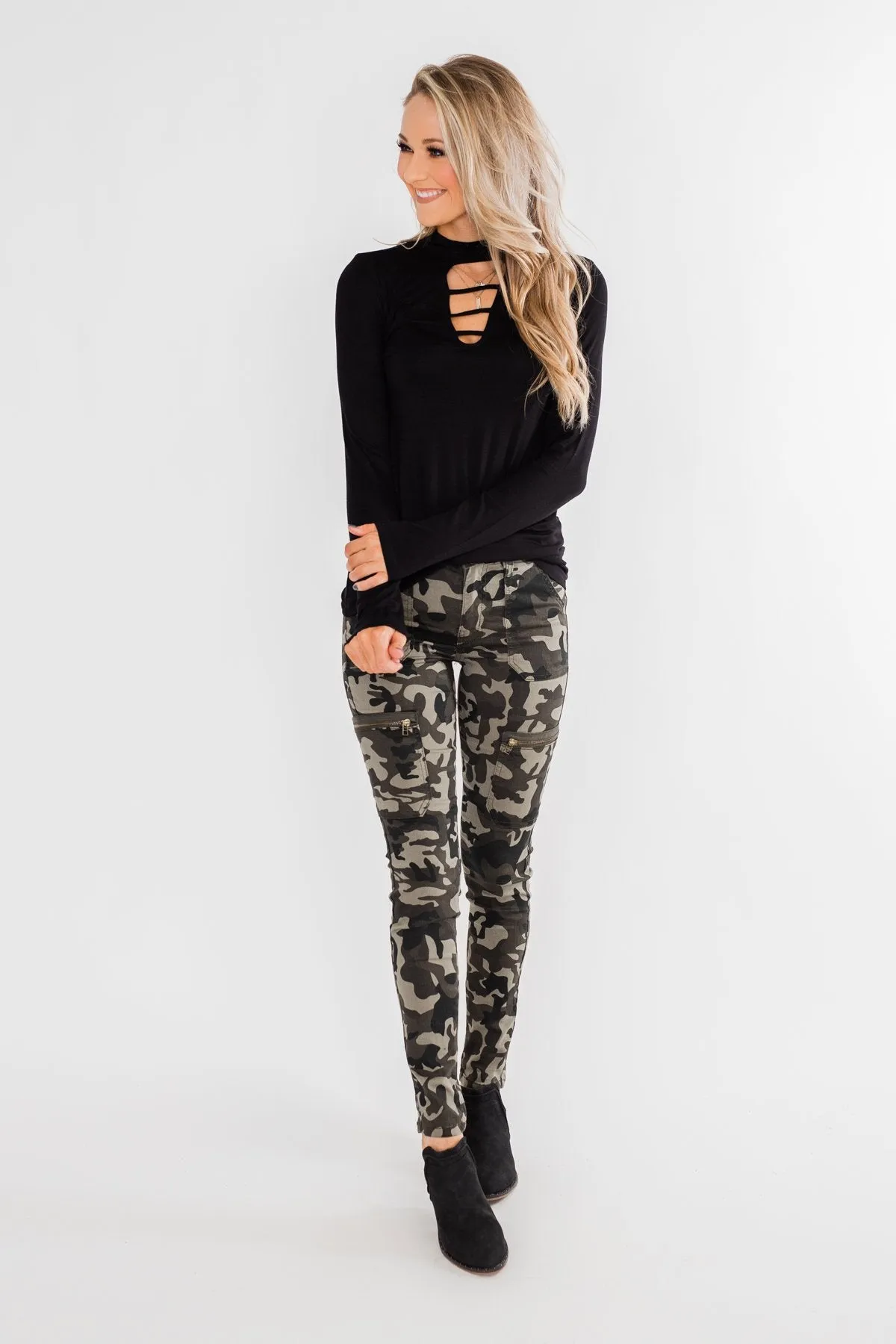 Kan Can- Camo Zipper Skinny Jeans