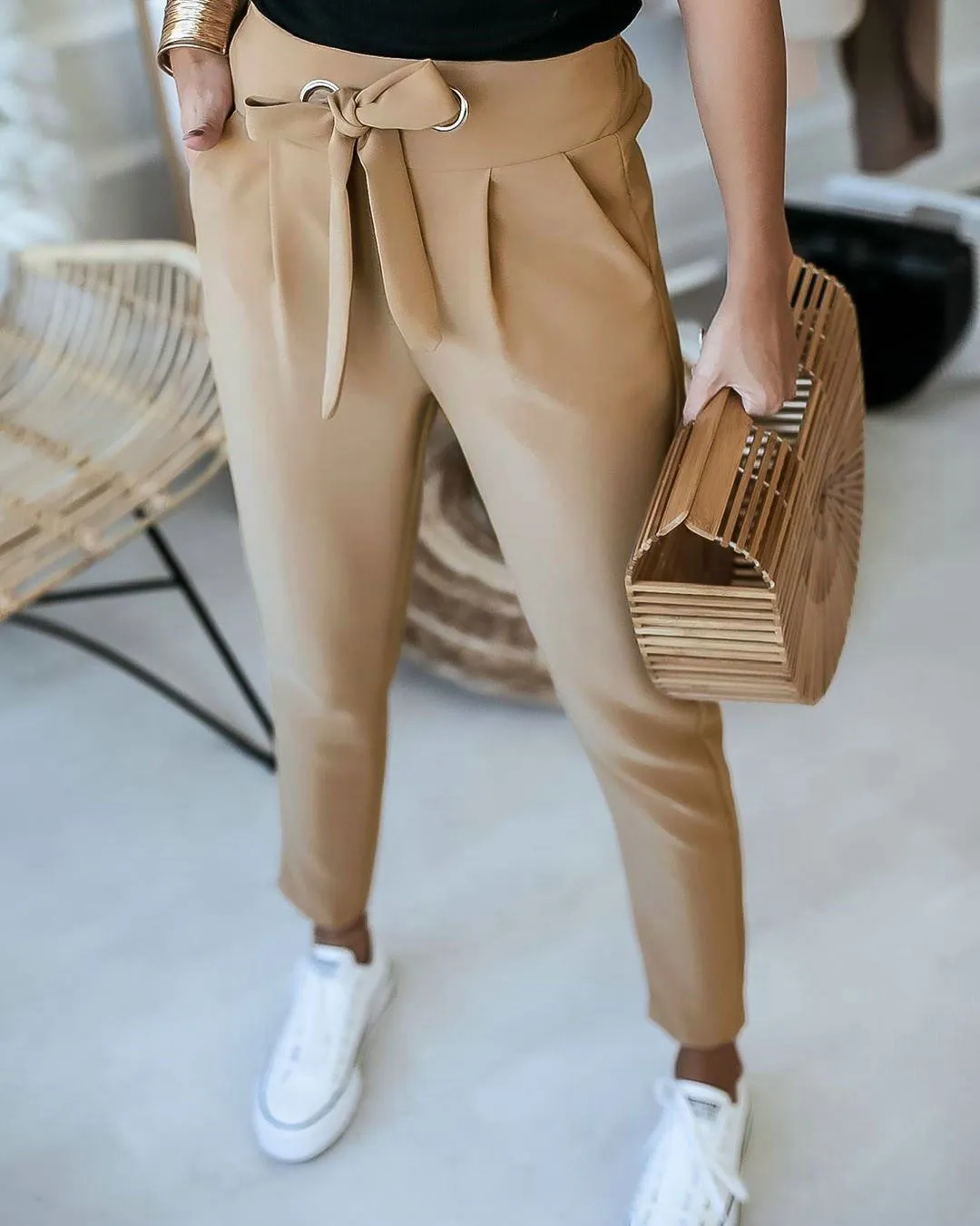 Kick It High-Waisted Pants - Khaki