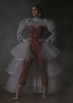 Lace Corset & Trouser, Chiffon Blouse, & Tulle Detachable Train | Spring/Summer 2019