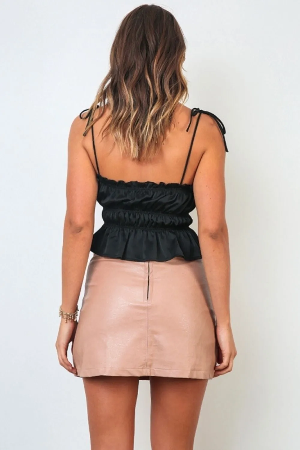 Lady In Black Spaghetti Crop Top