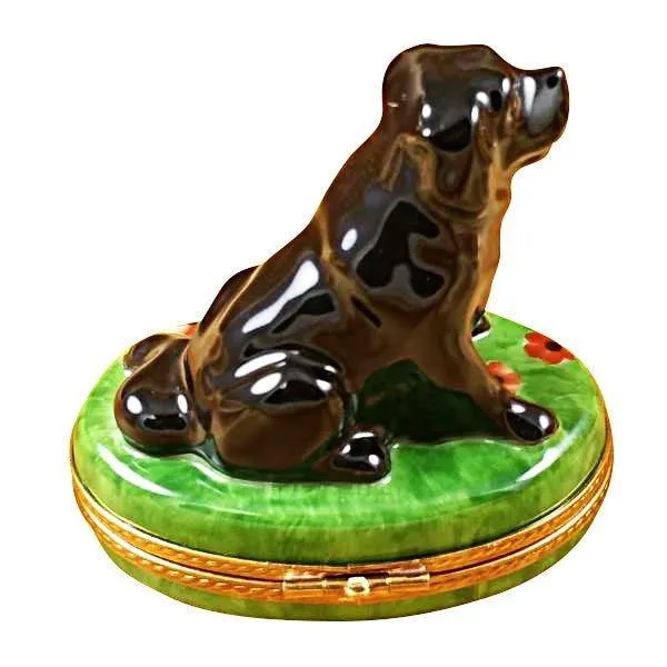 Large Black Lab limoges box
