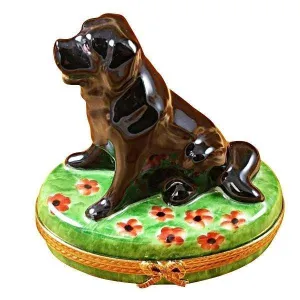 Large Black Lab limoges box