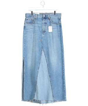 levis Blue High Rise A Line Decon Maxi Skirt W30