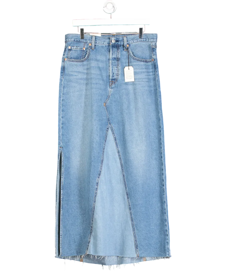 levis Blue High Rise A Line Decon Maxi Skirt W30