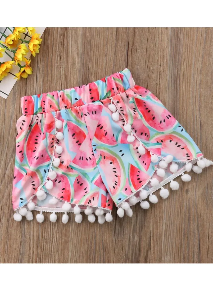 Little Girl Watermelon Print Short Pants