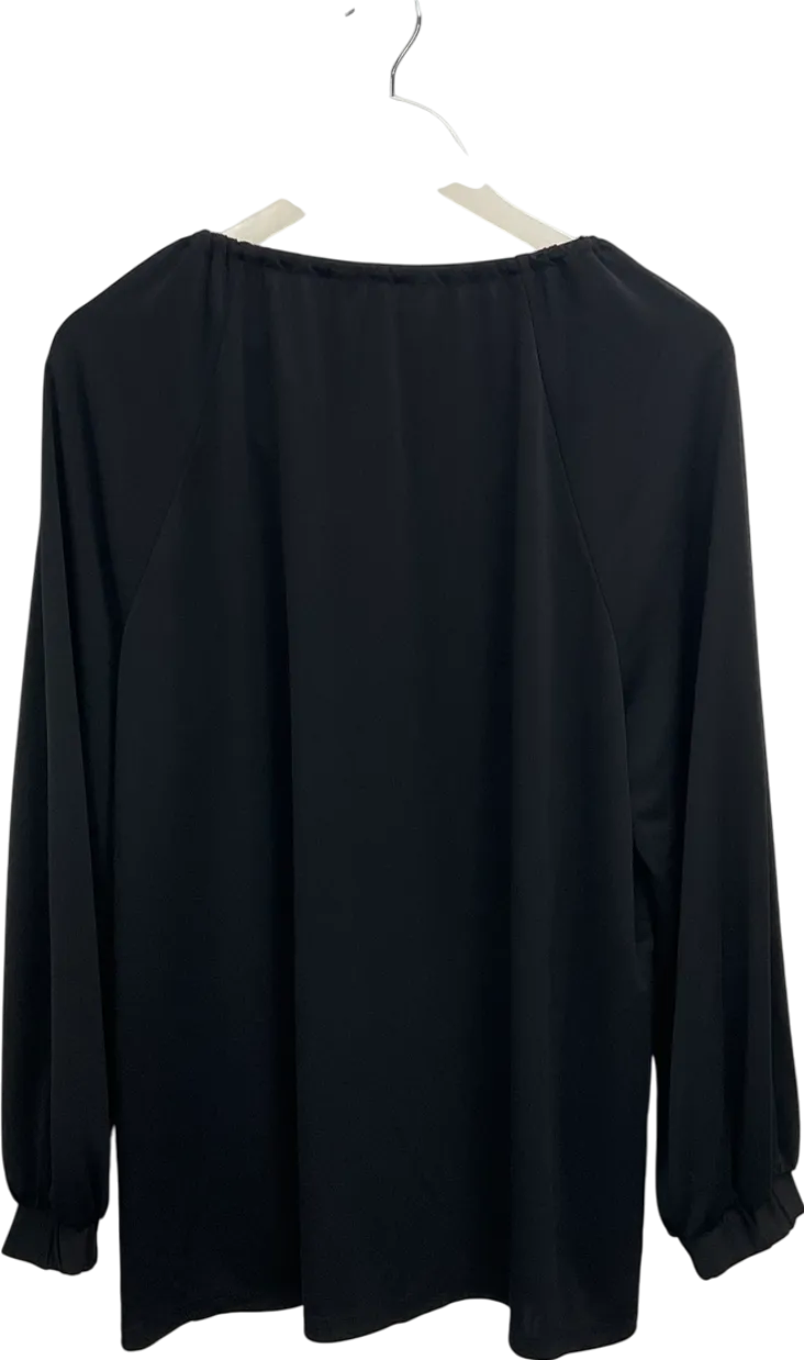 live unlimited Black Jersey V Neck Raglan Long Sleeve Blouse UK 20