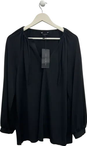 live unlimited Black Jersey V Neck Raglan Long Sleeve Blouse UK 20