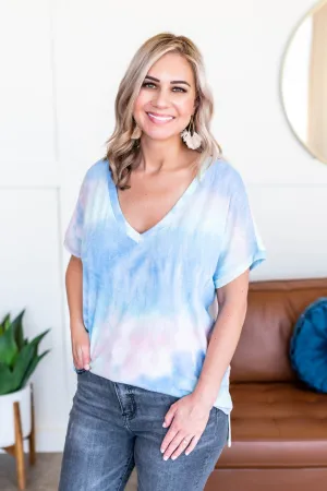 Living Our Best Life Tie Dye Top In Blue