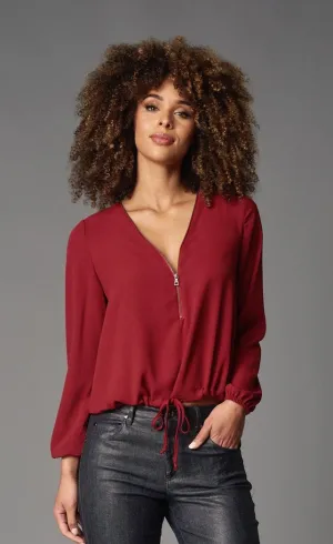 Lola & Sophie Zip Neck Double Georgette Top