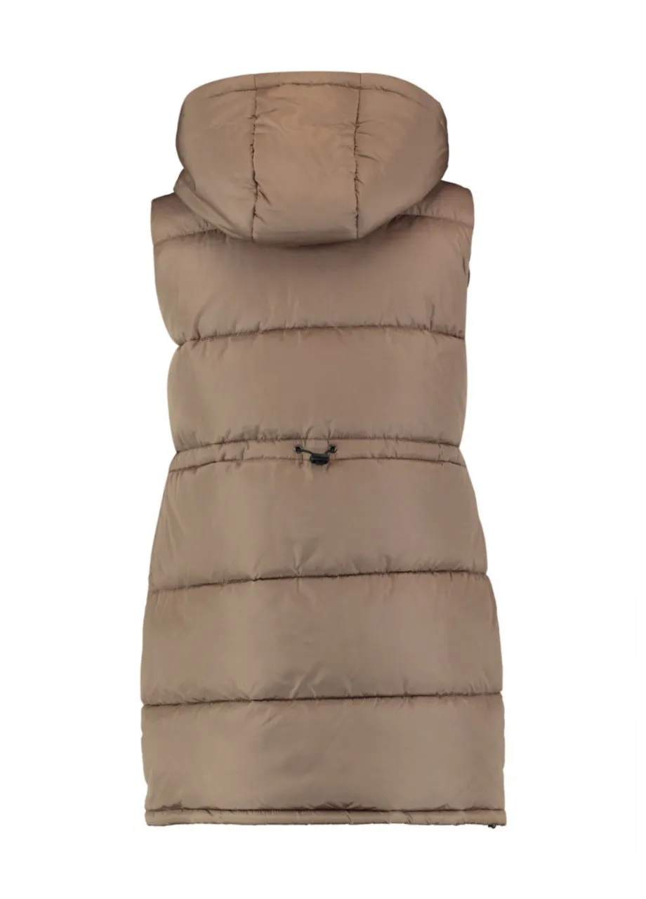 Lona Beige Toggle Waist Puffer Gilet