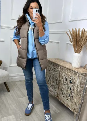 Lona Beige Toggle Waist Puffer Gilet
