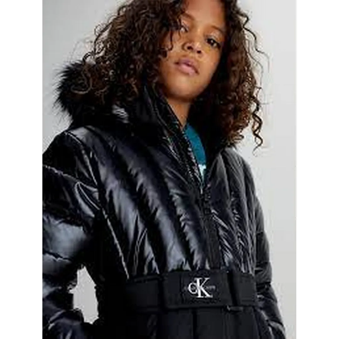 Long Belted Puffer Coat