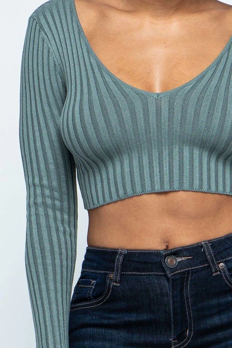 Long Sleeve V-neck Drop Top
