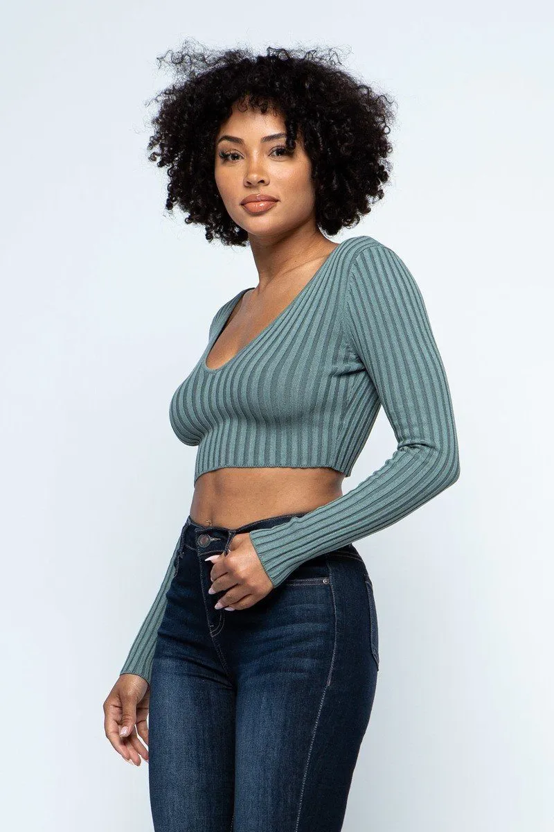 Long Sleeve V-neck Drop Top