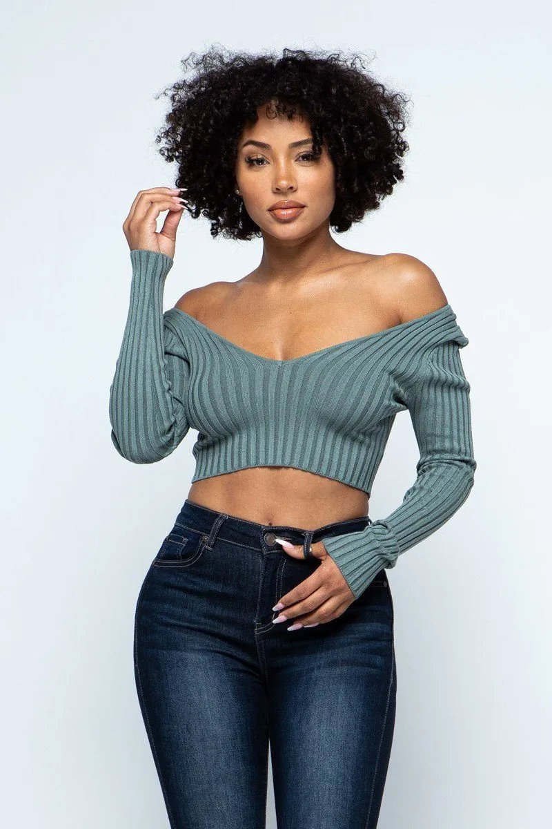 Long Sleeve V-neck Drop Top