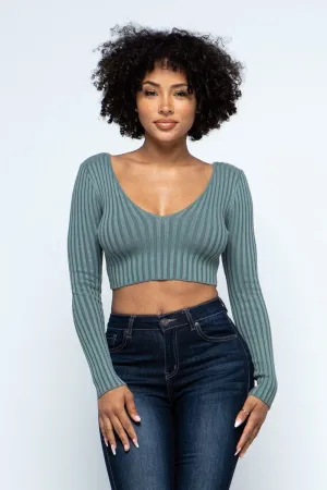 Long Sleeve V-neck Drop Top