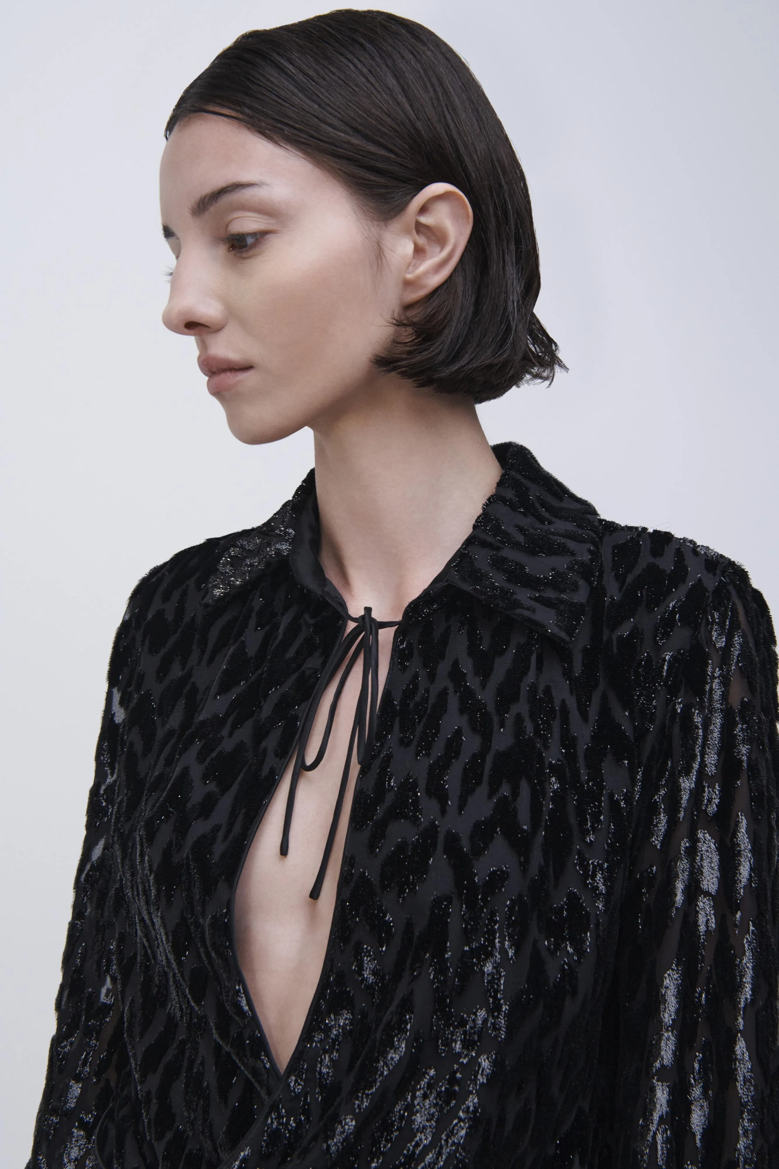 Luella Deep V Top in Black Lurex