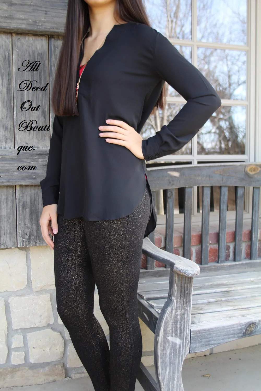Lumiere | Black V-Neck Long Sleeve