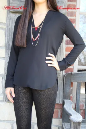 Lumiere | Black V-Neck Long Sleeve