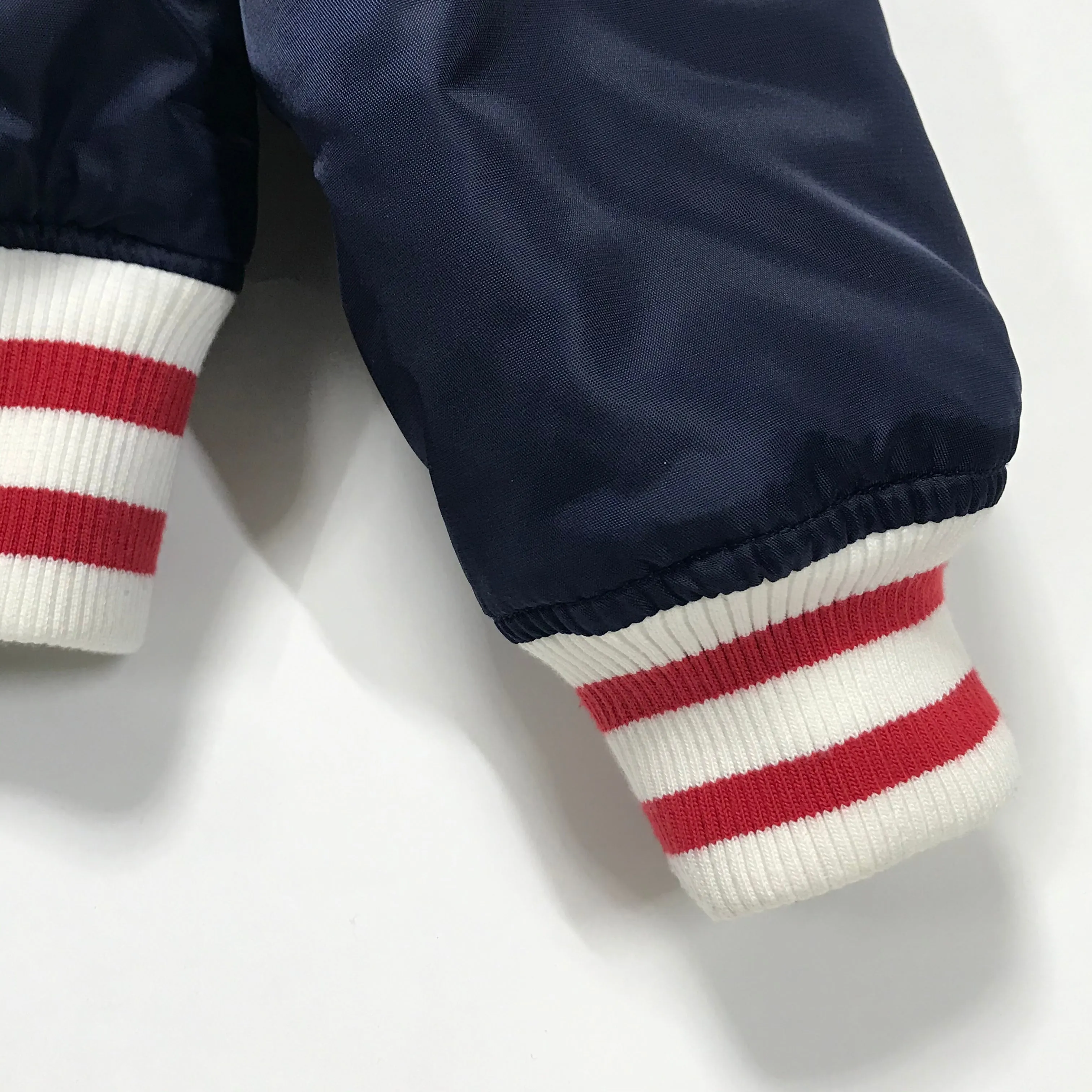 [M] A Bathing Ape Bape Satin Baseball Jacket Navy